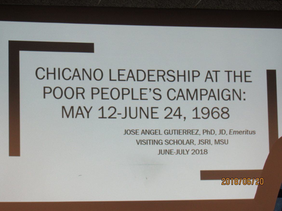 Jose Angel Gutierrez Discusses the Poor People’s Campaign From 1968 At MSU