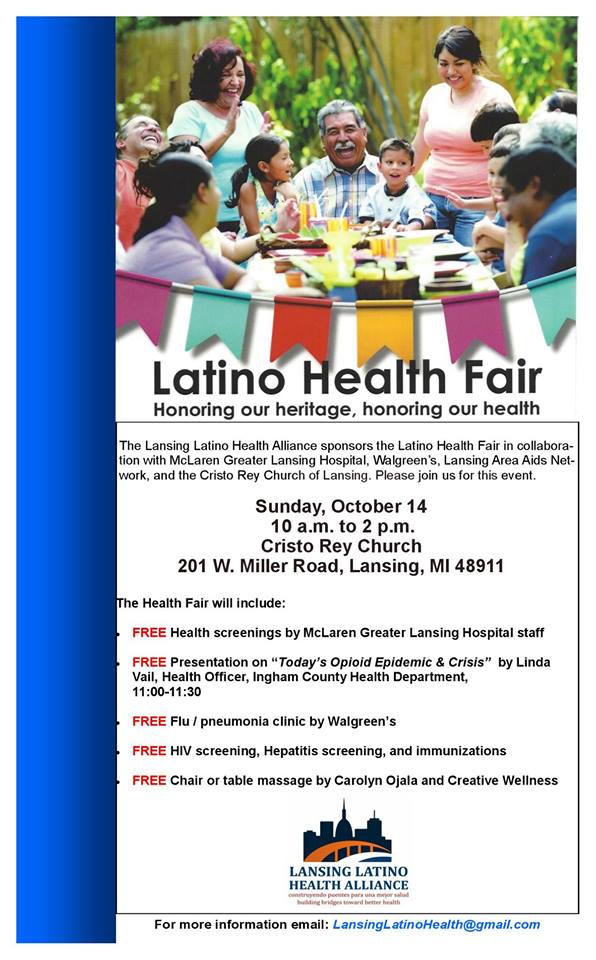 Latino Health Fair To Be Held At Cristo Rey Church On Sunday, October 14, 2018