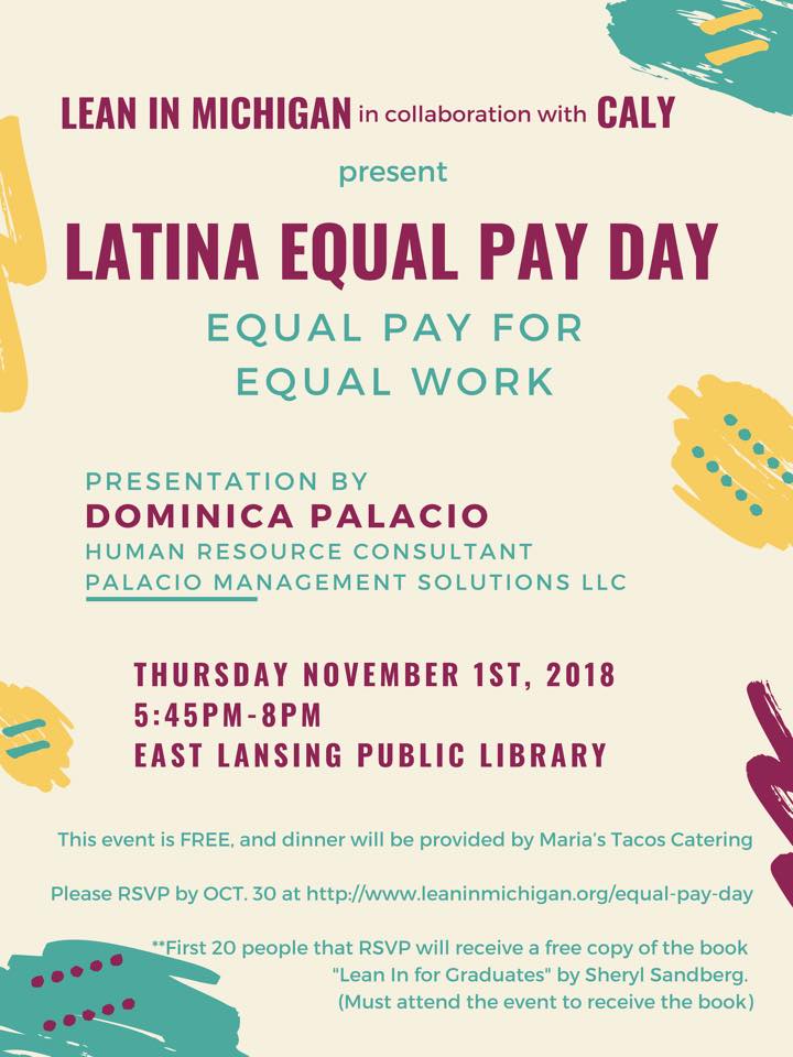 Latina Equal Pay Day: Presentation By Dominica Palacio To Be Held Thursday, November 1, 2018